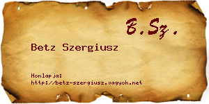 Betz Szergiusz névjegykártya